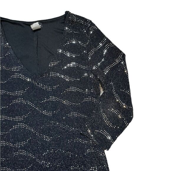 Sparkly Embellished Black Bodycon Dress Size Large - Picture 5 of 10